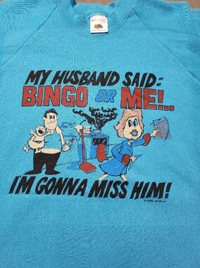 Vintage Bingo Lover Funny Sweatshirt Comedy Sweatshirt Sz XL